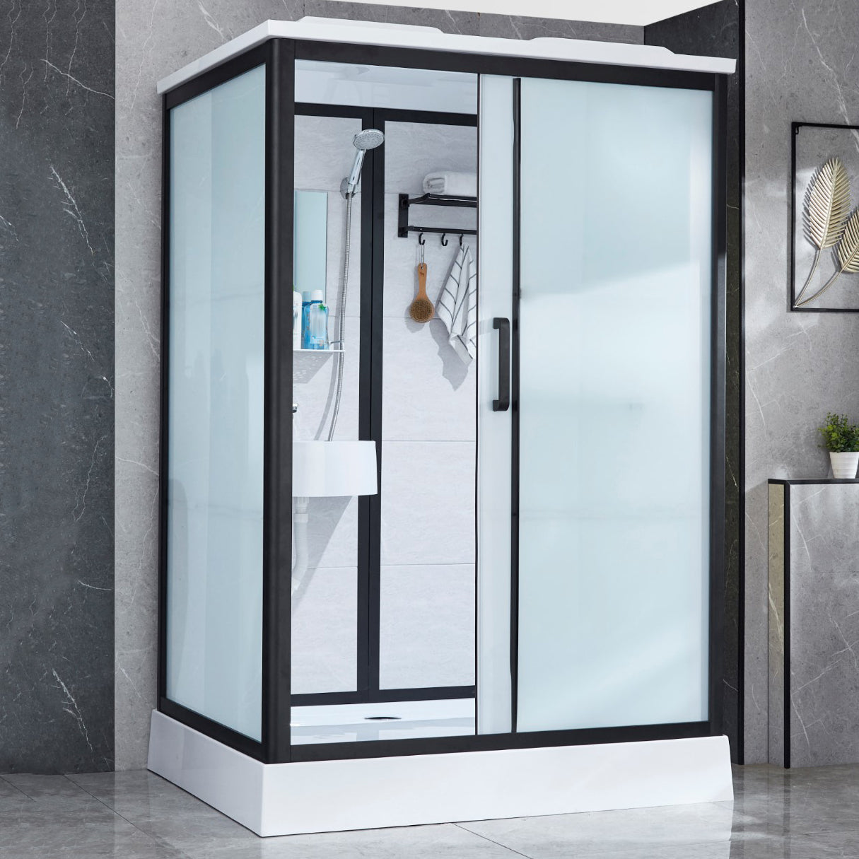 Framed Corner Shower Enclosure Single Sliding Shower Enclosure