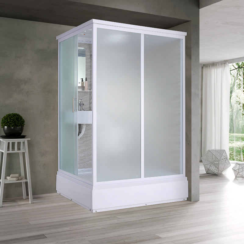 Framed Corner Shower Enclosure Rectangle Shower Enclosure with Faucet Included