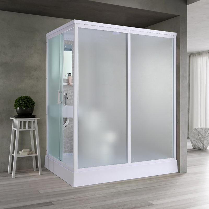 Framed Corner Shower Enclosure Rectangle Shower Enclosure with Faucet Included