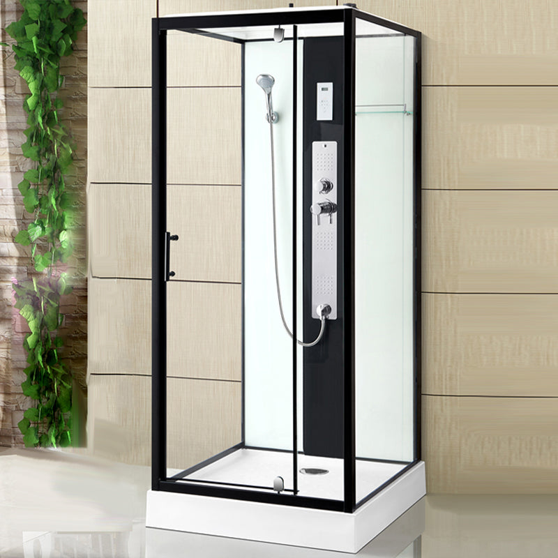 Modern Shower Stall Black Framed Shower Head Drainer Shower Stall