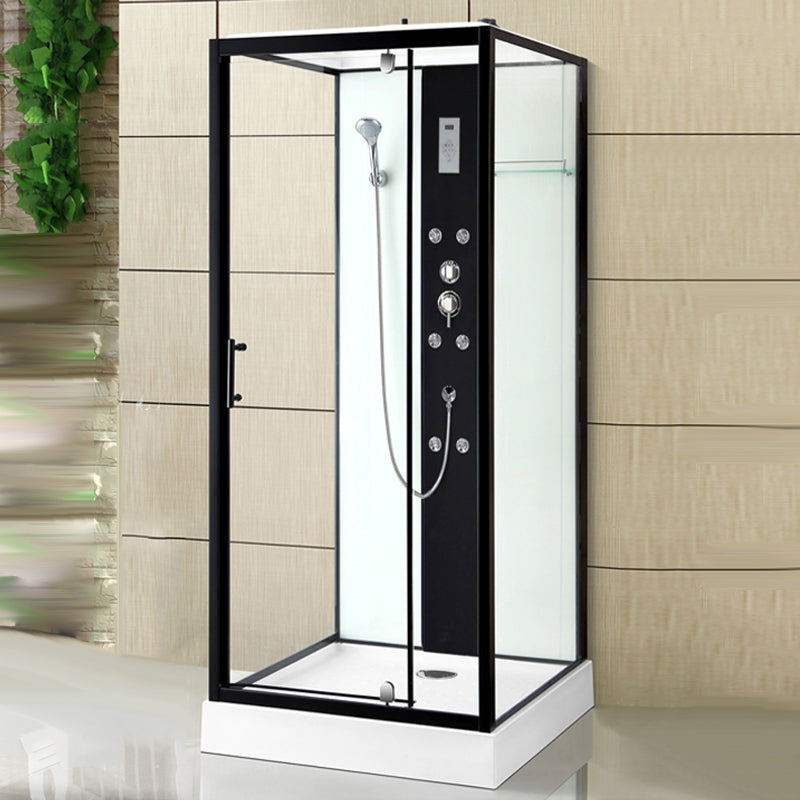 Modern Shower Stall Black Framed Shower Head Drainer Shower Stall