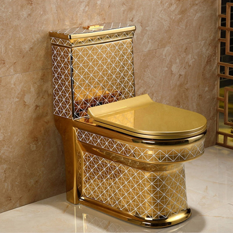 Contemporary One Piece Flush Toilet Floor Mounted Golden Urine Toilet for Washroom