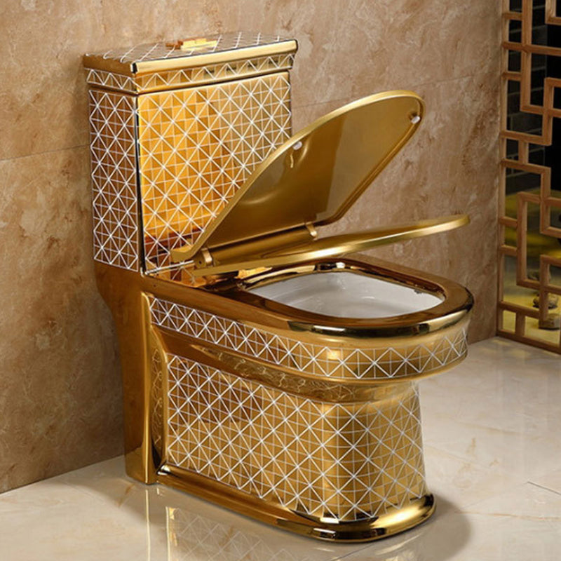 Contemporary One Piece Flush Toilet Floor Mounted Golden Urine Toilet for Washroom