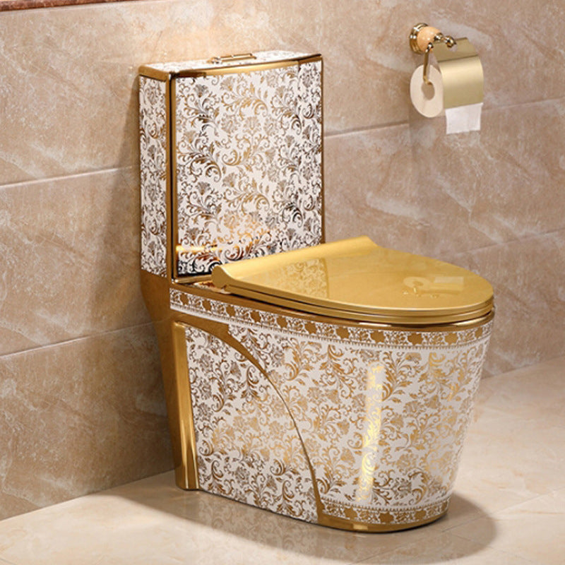 Contemporary One Piece Flush Toilet Floor Mounted Golden Urine Toilet for Washroom