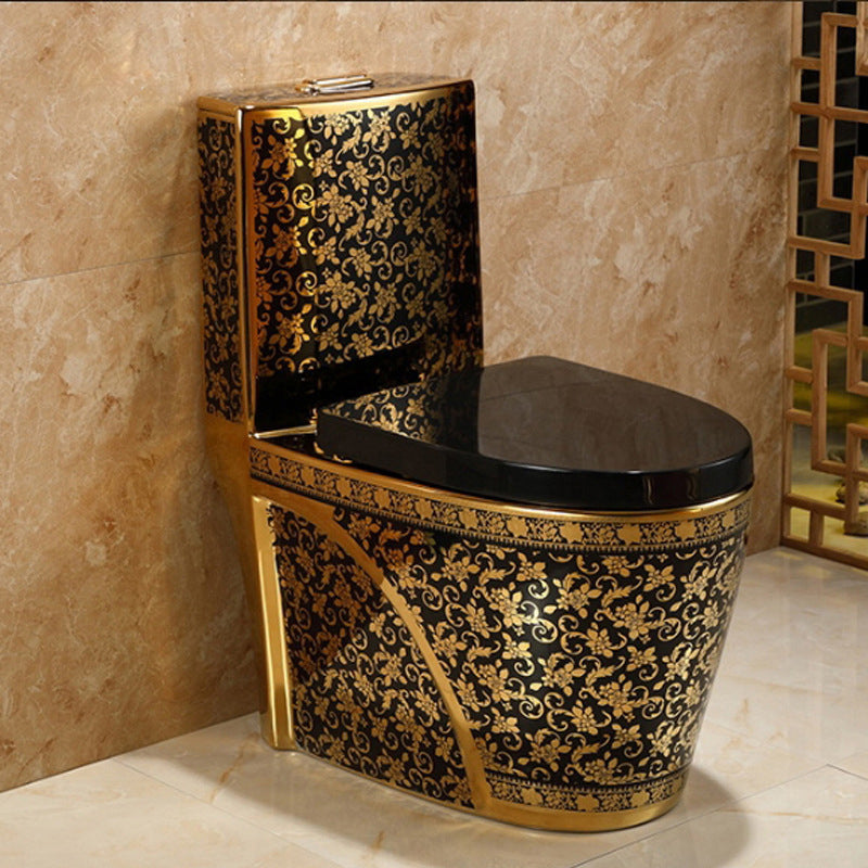 Contemporary One Piece Flush Toilet Floor Mounted Golden Urine Toilet for Washroom