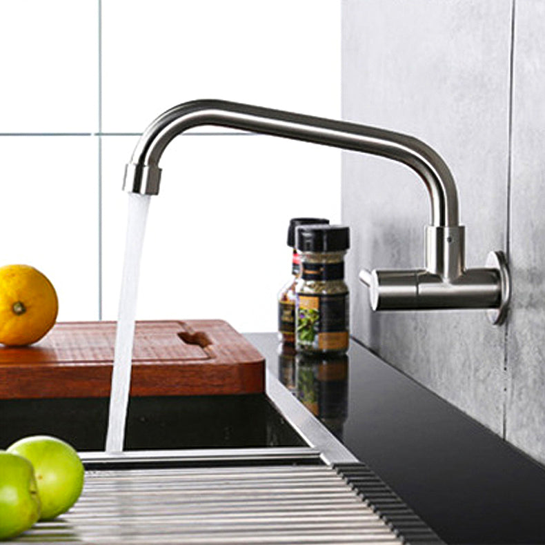 Contemporary Single Handle Kitchen Faucet Metal 1-Hold Bar Faucet with No Sensor