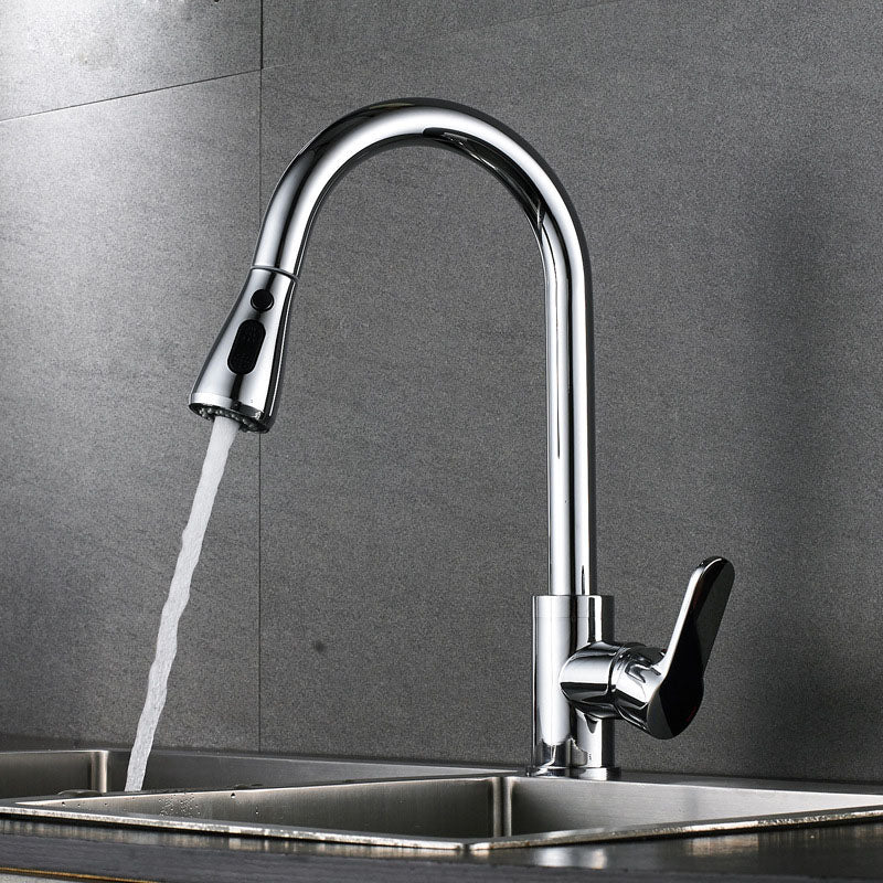 Modern Gooseneck Kitchen Bar Faucet Swivel Spout with Pull Down Sprayer