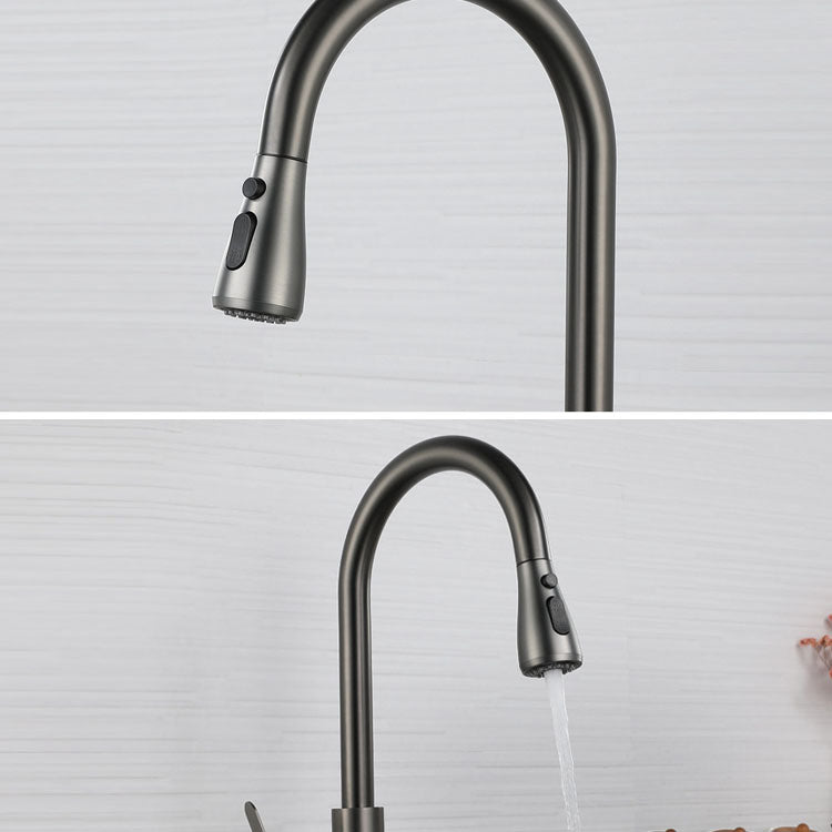 Contemporary Pull Down Single Handle Kitchen Faucet High Arch Water Filler in Gray