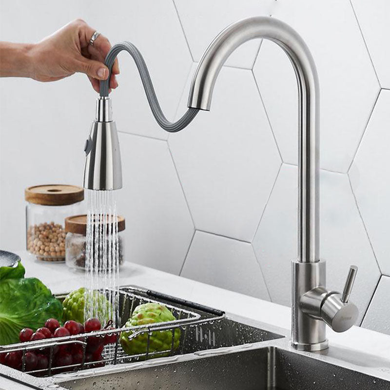 1-Hole Kitchen Faucet Pull down Sprayer Kitchen Faucet with Single Lever Handle