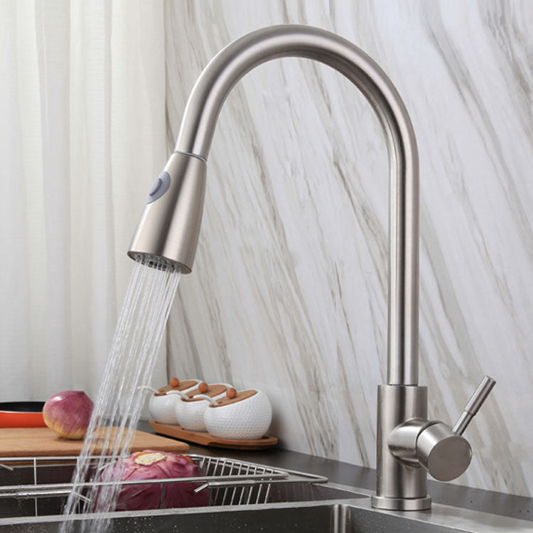 High Arch Kitchen Sink Faucet Lead Free Swivel Spout with Pull Down Sprayer