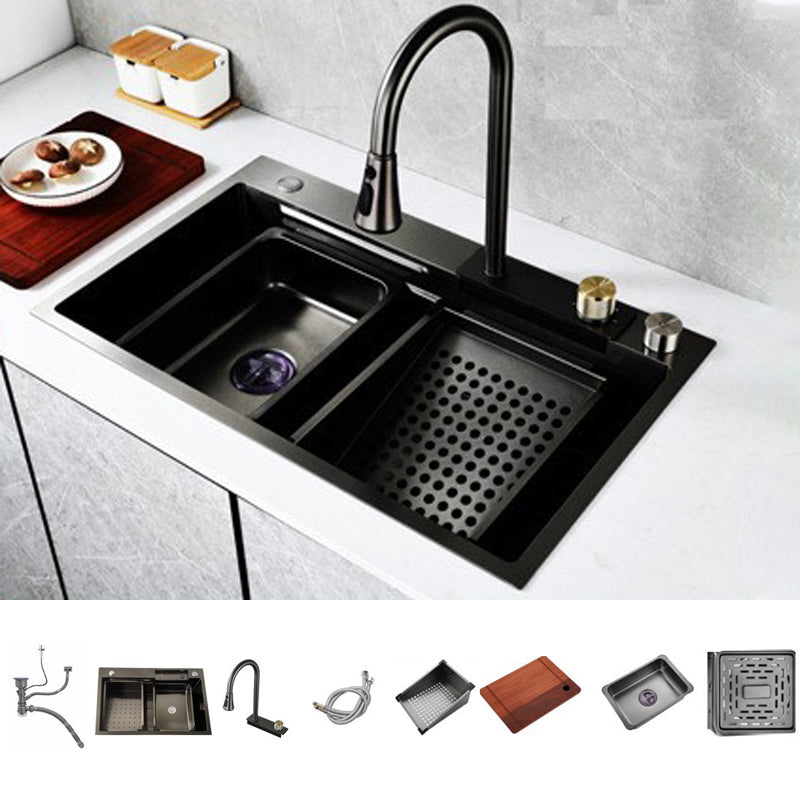 Contemporary Style Kitchen Sink Stainless Steel Drop-In Kitchen Sink with Faucet