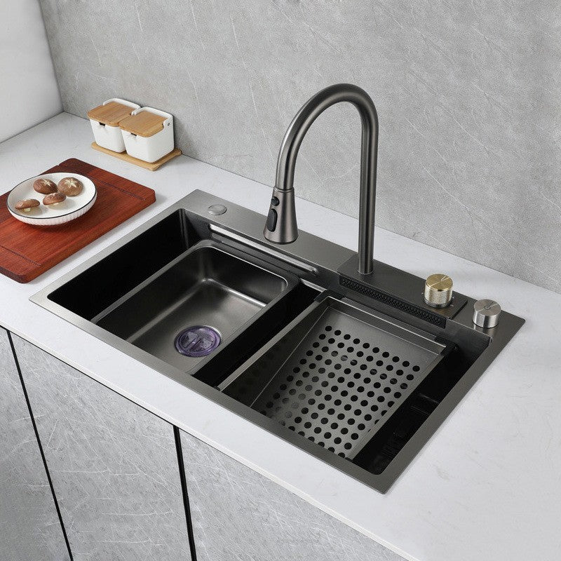 Contemporary Style Kitchen Sink Stainless Steel Drop-In Kitchen Sink with Faucet