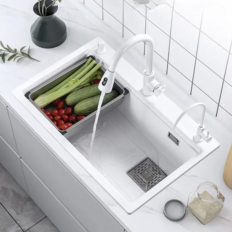 Single Bowl Kitchen Sink Modern Style Quartz Kitchen Sink with Rectangular Shape