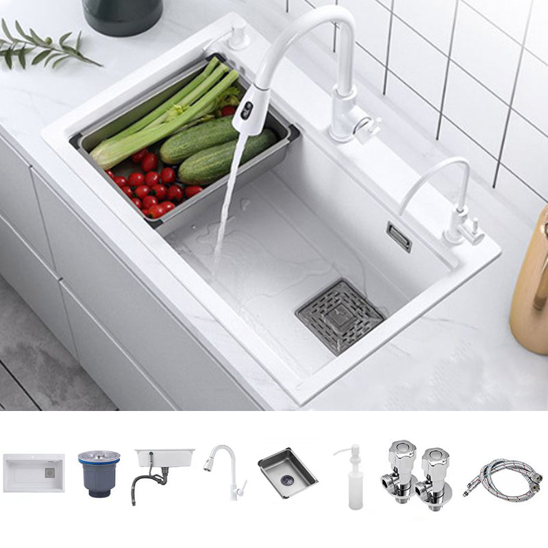 Single Bowl Kitchen Sink Modern Style Quartz Kitchen Sink with Rectangular Shape