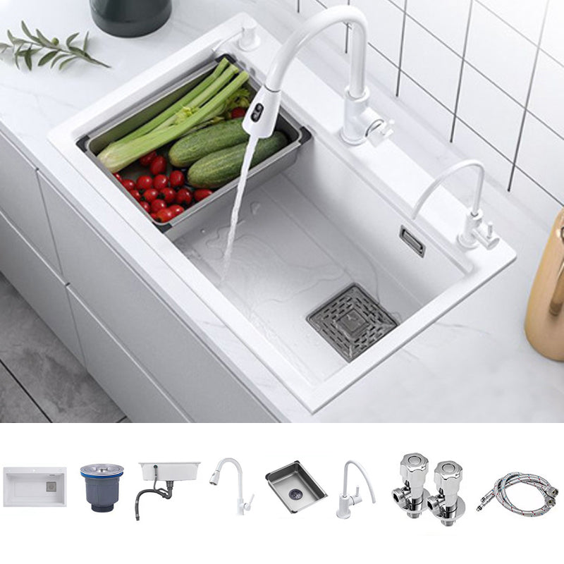 Single Bowl Kitchen Sink Modern Style Quartz Kitchen Sink with Rectangular Shape