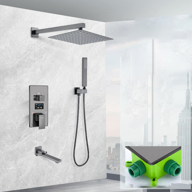 Shower System Grey Swivel Square Ceiling Mount Brass Modern Lever Handle Shower Set