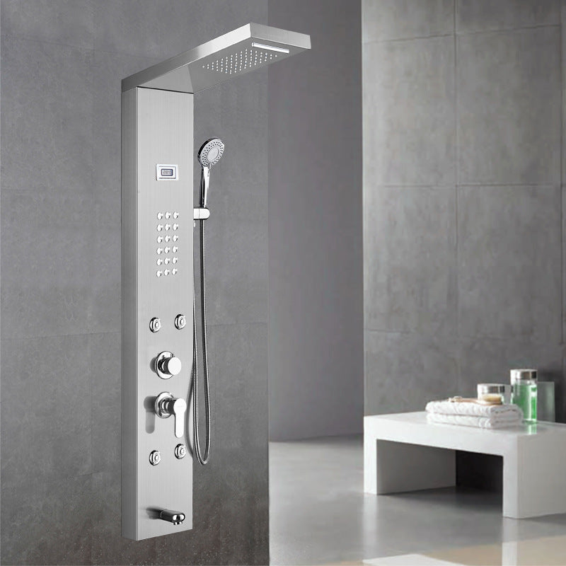 Wall-Mounted Shower Set Square Lever Handle Stainless Steel Shower Set with Handshower