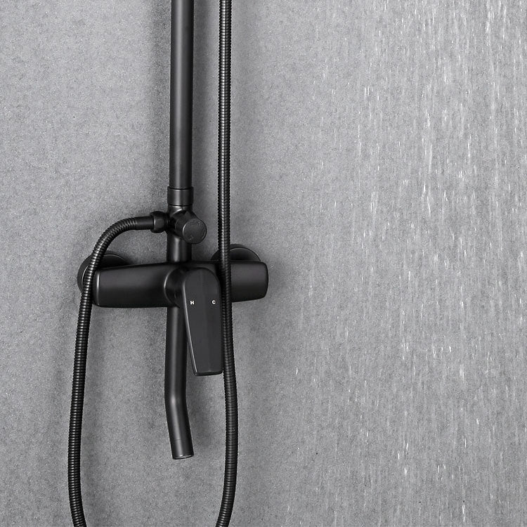 Black Shower Set Round Swivel Faucet Lever Handle Two Shower Head Shower System