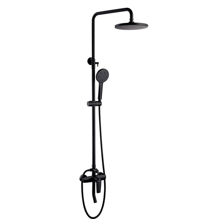 Black Shower Set Round Swivel Faucet Lever Handle Two Shower Head Shower System