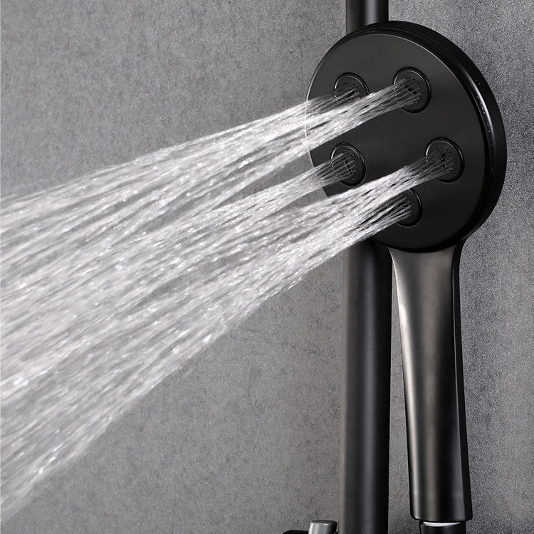 Black Shower Set Round Swivel Faucet Lever Handle Two Shower Head Shower System