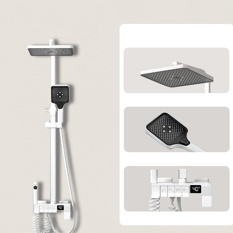 Square Shower Head Combo Wall Mount Digital Display with Rain Shower Head and Hand Shower