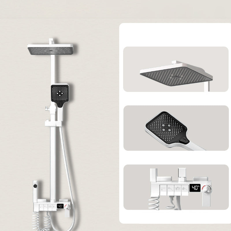 Square Shower Head Combo Wall Mount Digital Display with Rain Shower Head and Hand Shower