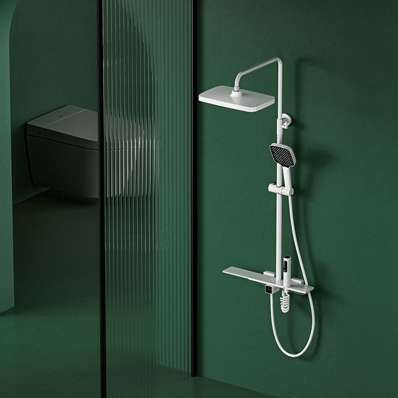 Waterfall Shower Set Square Wall Mount Copper Knob Handle Shower System with Shower Hose