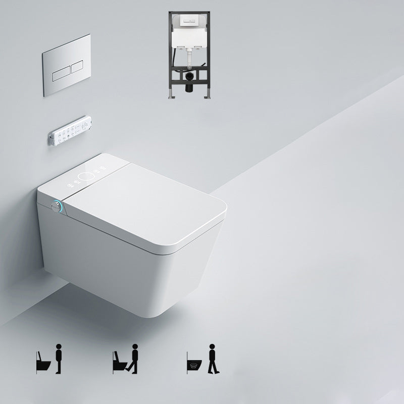 Elongated Wall Mounted Bidet White Wall Hung Toilet Set with Heated Seat