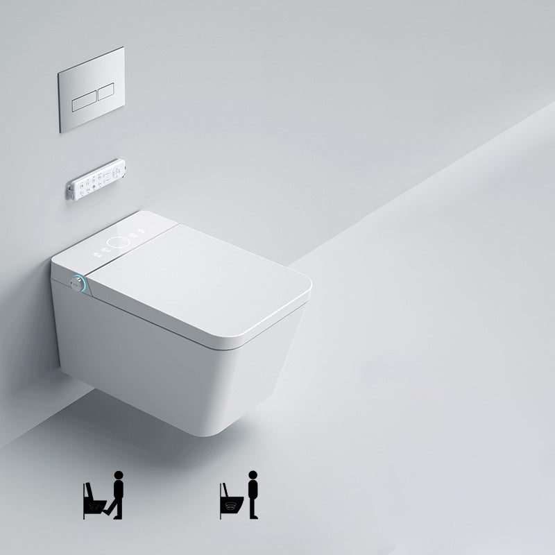 Elongated Wall Mounted Bidet White Wall Hung Toilet Set with Heated Seat