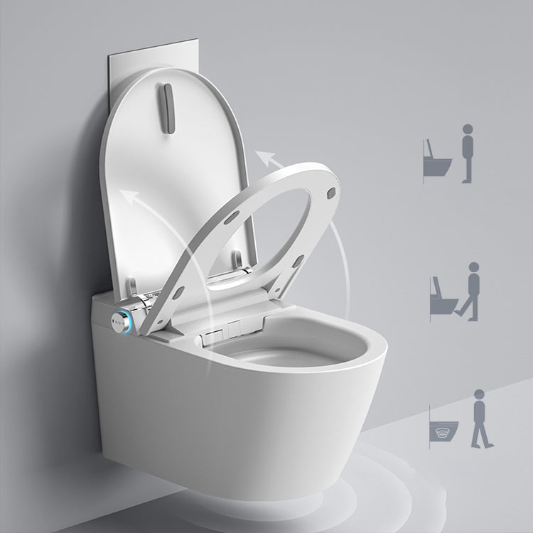 White Wall Hung Toilet Set with Heated Seat and Remote Control Included