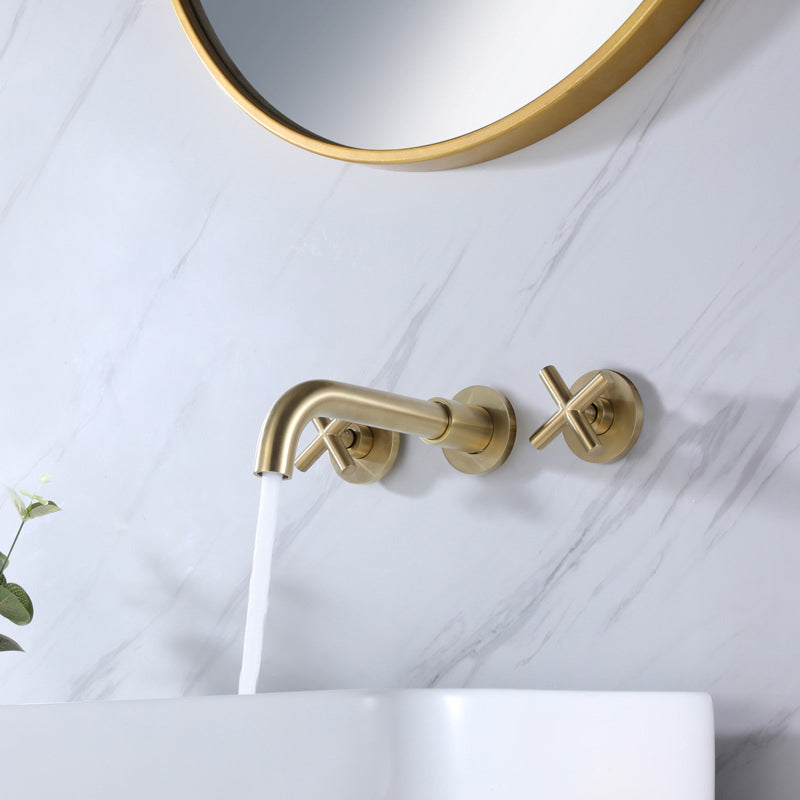 Circular Widespread Wall Mounted Bathroom Sink Faucet Brass Brass Bathroom Faucet