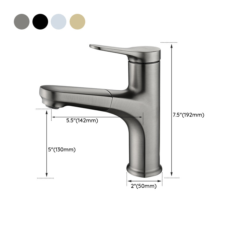 Circular Modern Basin Faucet Pull-Out Single Hole Vanity Sink Faucet