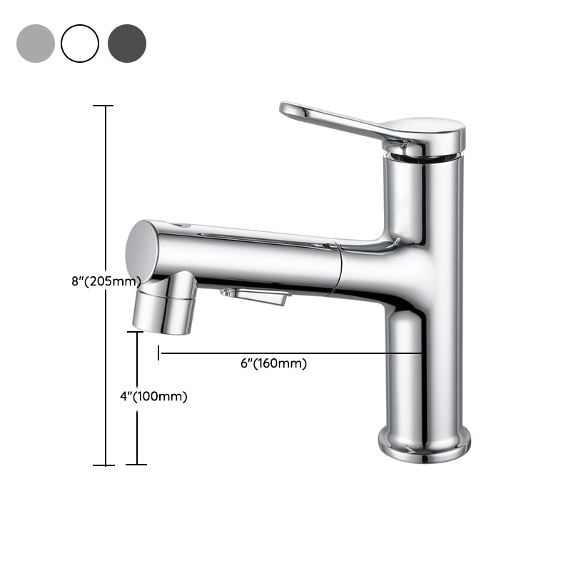 Modern Pull-Out Vessel Bathroom Faucet Brass 1 Handle Basin Faucet with Water Hose