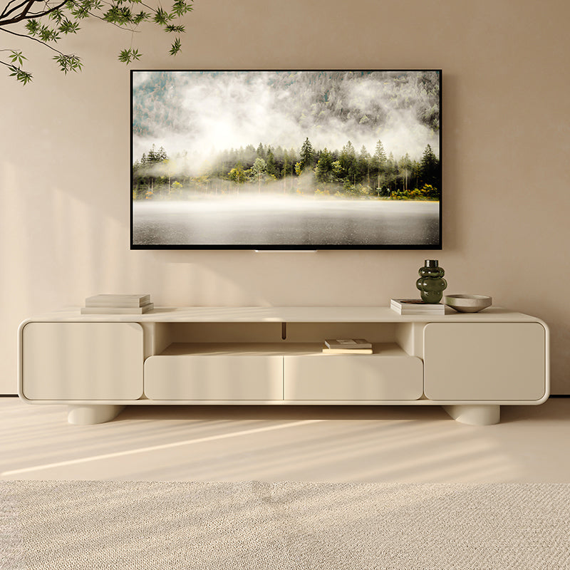 Engineered Wood Contemporary TV Console Beige Open Storage Media Console