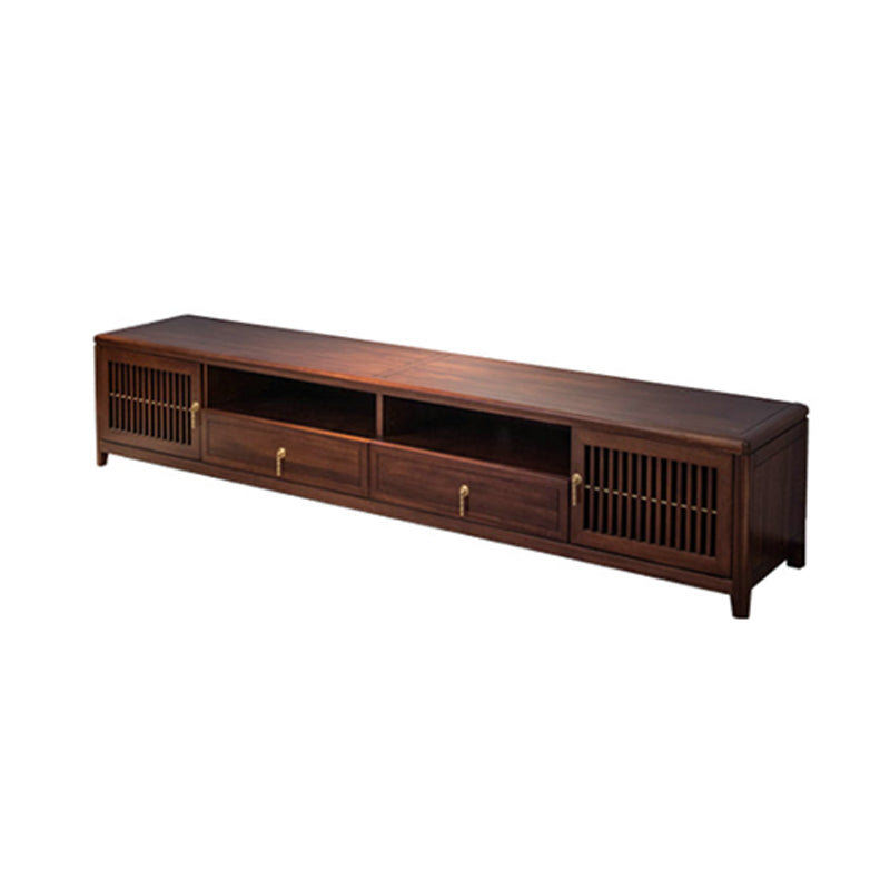 Wood Media Console Open Storage Contemporary TV Console with Doors