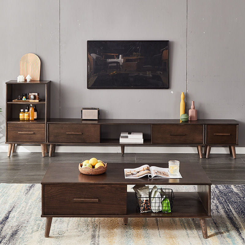 Wooden TV Media Console Contemporary TV Console with Drawers