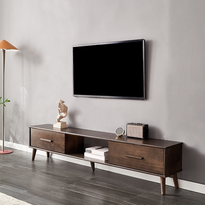 Wooden TV Media Console Contemporary TV Console with Drawers