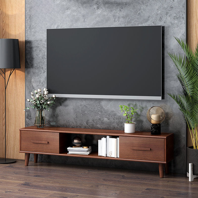 Wooden TV Media Console Contemporary TV Console with Drawers