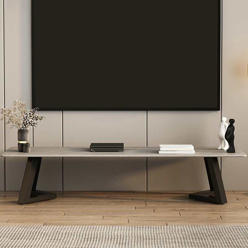 Gray Stone TV Console Contemporary Open Storage Media Console