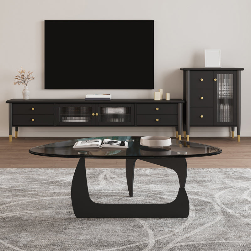 Contemporary Media Console Wood Enclosed Storage TV Console with Doors