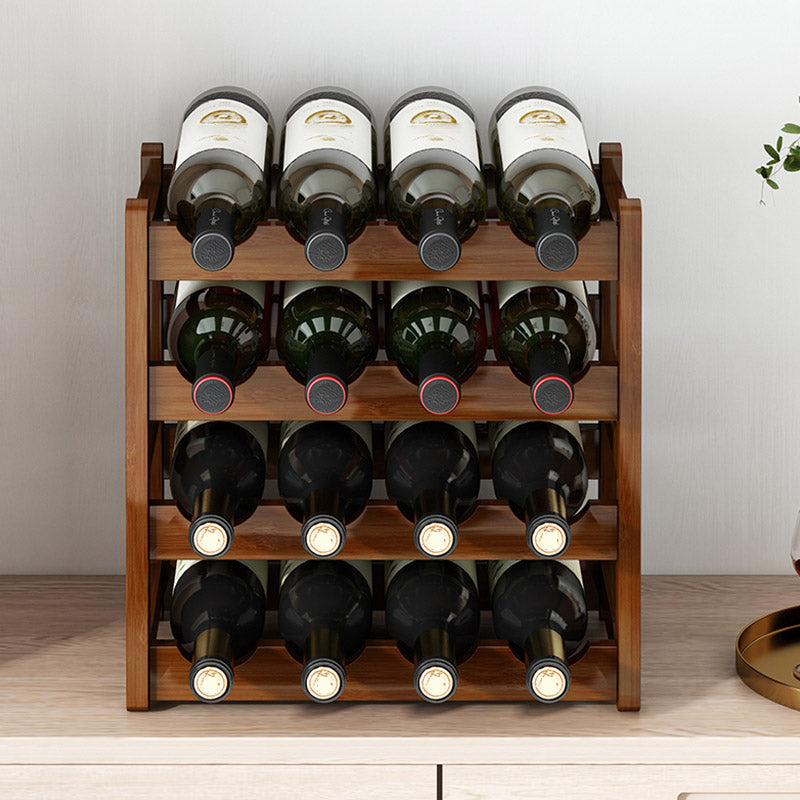 Modern Countertop Wine Rack Solid Wood Wine Bottle Rack for Home