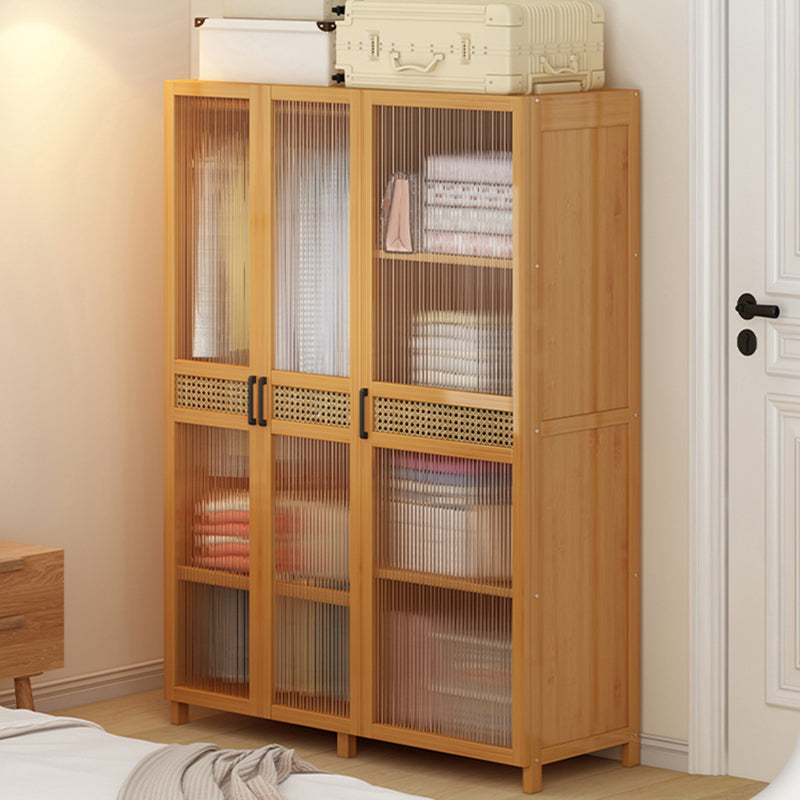 Freestanding Wood Wardrobe Modern Wardrobe with Legs and Shelves