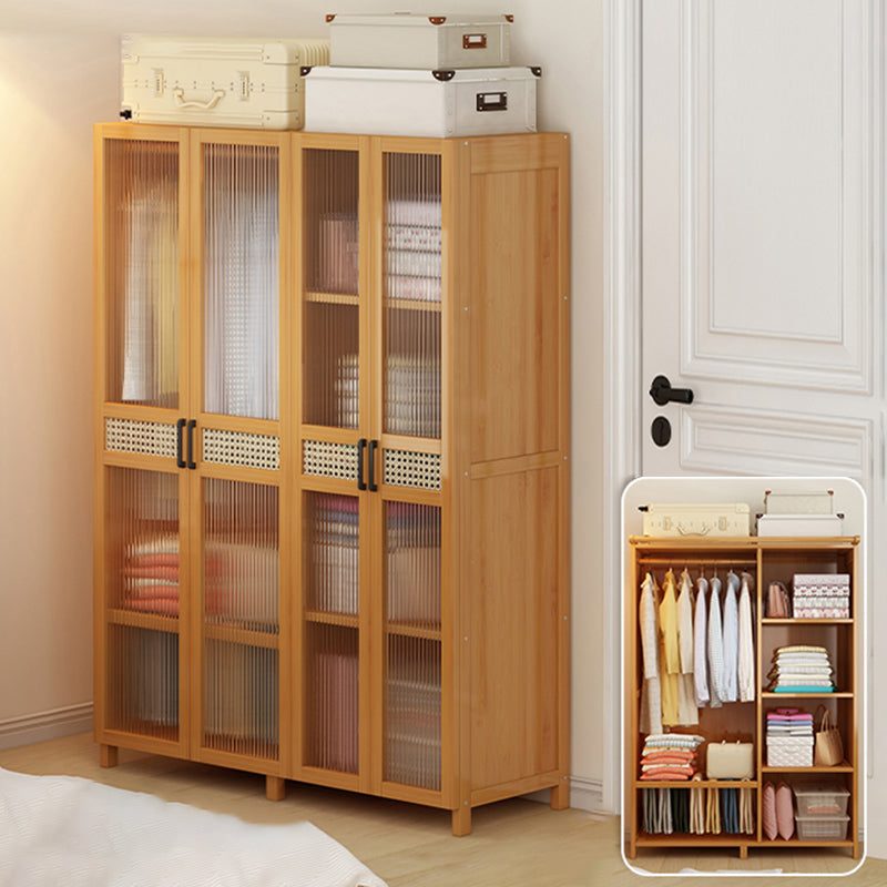 Freestanding Wood Wardrobe Modern Wardrobe with Legs and Shelves