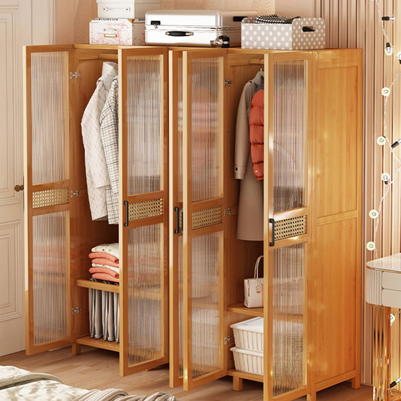 Freestanding Wood Wardrobe Modern Wardrobe with Legs and Shelves