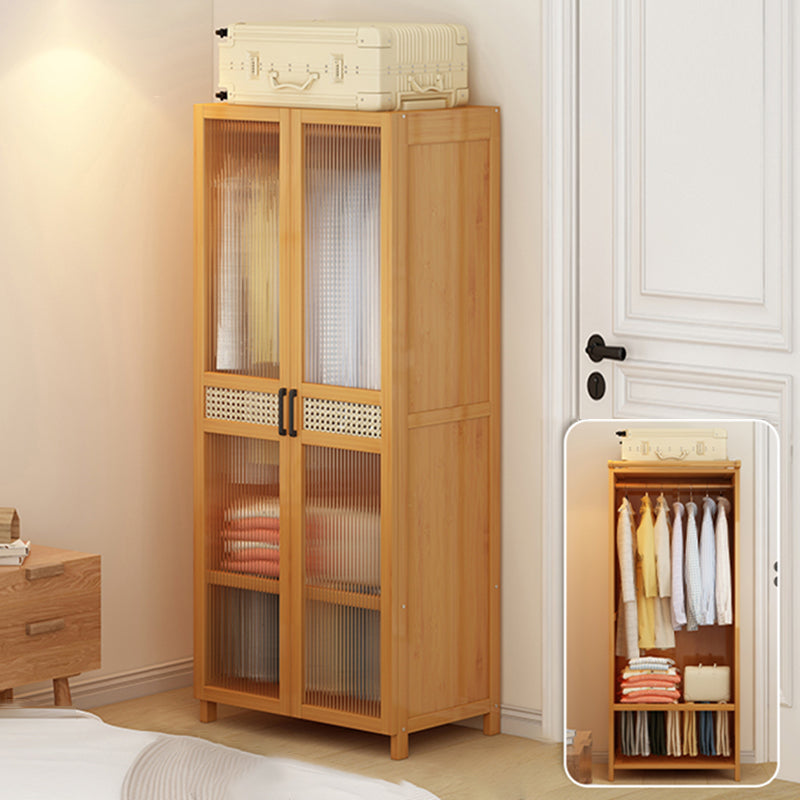 Freestanding Wood Wardrobe Modern Wardrobe with Legs and Shelves