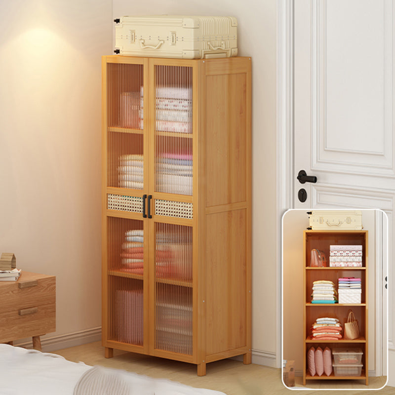 Freestanding Wood Wardrobe Modern Wardrobe with Legs and Shelves