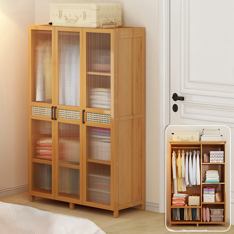 Freestanding Wood Wardrobe Modern Wardrobe with Legs and Shelves