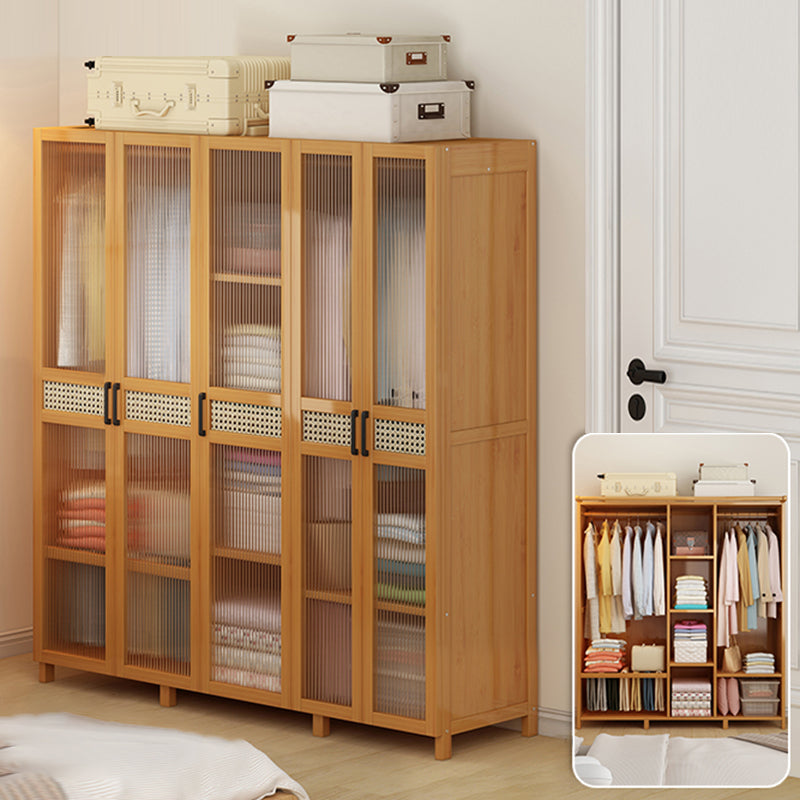 Freestanding Wood Wardrobe Modern Wardrobe with Legs and Shelves