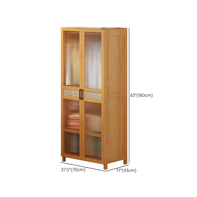 Freestanding Wood Wardrobe Modern Wardrobe with Legs and Shelves