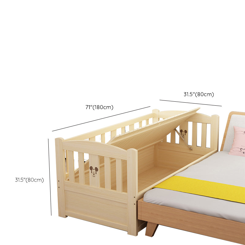 Farmhouse Wood Baby Crib Pine Light Wood Nursery Crib with Storage